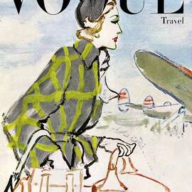Vogue Cover Featuring A Woman Carrying Luggage by Carl Oscar August Erickson