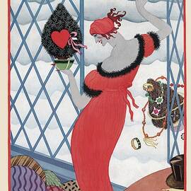 Vogue Cover Featuring A Woman Holding A Christmas by Helen Dryden
