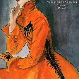 Vogue Cover Featuring A Woman In An Orange Coat by Rene R. Bouche