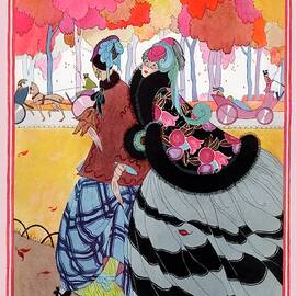 Vogue Cover Featuring Two Women At A Park by Helen Dryden