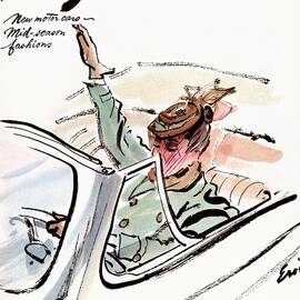 Vogue Cover Illustration Of A Woman Driving A Car by Carl Oscar August Erickson