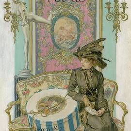 Vogue Cover Illustration Of A Woman Sitting by Frank X. Leyendecker