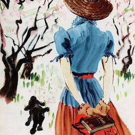 Vogue Cover Illustration Of A Woman Walking by Rene Bouet-Willaumez