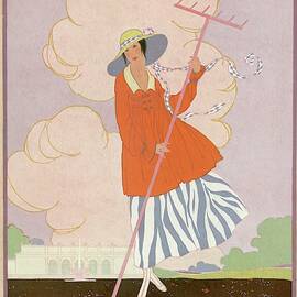 Vogue Cover Illustration Of Woman Holding Rake by Helen Dryden