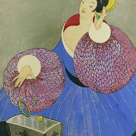 Vogue Drawing Of A Woman Taking Off Her Jewelry by George Wolfe Plank