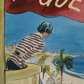 Vogue Magazine Cover Featuring A Woman Leaning by Carl Oscar August Erickson