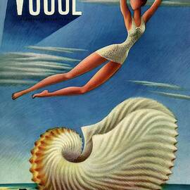 Vogue Magazine Cover Featuring A Woman by Miguel Covarrubias