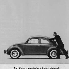 VW Beetle Advert 1962 - And if you run out of gas it's easy to push by Georgia Clare