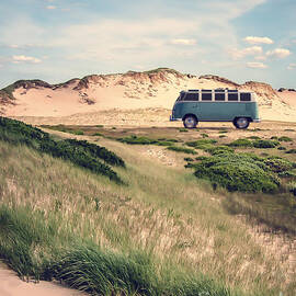 VW Surfer Bus out in the sand dunes by Edward Fielding