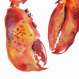 Watercolor Painting Of Two Lobster Claws