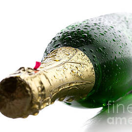 Wet Champagne bottle by Johan Swanepoel