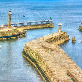 Whitby Harbour Walls by Sue Leonard