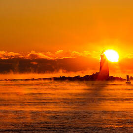 Winter Sunrise Whaleback Light by Jeff Sinon