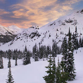 Winter Sunset Coast Mountains British by Alan Majchrowicz