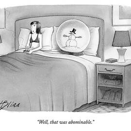 Woman In Bed With A Huge Snow-globe by Harry Bliss