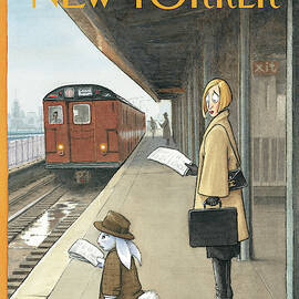 Woman On Train Platform Looking At Easter Bunny by Harry Bliss
