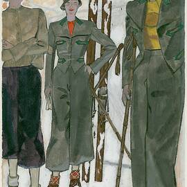 Women Wearing Mainbocher And Knize by Pierre Mourgue