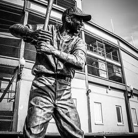 Wrigley Field Ernie Banks Statue in Black and White by Paul Velgos