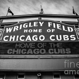 Wrigley Field Sign in Black and White by Paul Velgos