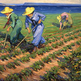 WW1 Land Girls Farming Painting Print by Georgia Clare