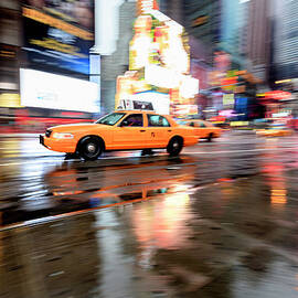 Yellow Cab And Reflections, Times by Fred Froese