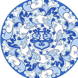 Chinese Traditional Blue And White Porcelain Style Pattern by BJI Blue Jean Images