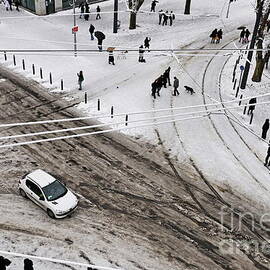 People walking on snow in Marseille by Sami Sarkis Photography
