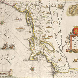 Antique Map of New Belgium and New England by Joan Blaeu