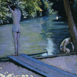 Bather about to plunge into the River Yerres by Gustave Caillebotte