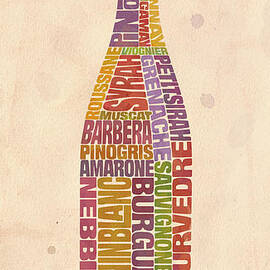 Burgundy Wine Word Bottle by Mitch Frey