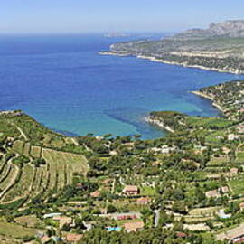Cassis village with vineyards on Mediterranean coast by Sami Sarkis Photography