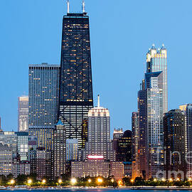 Chicago Downtown at Night with John Hancock Building by Paul Velgos