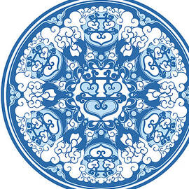 Chinese Traditional Blue And White Porcelain Style Pattern by BJI Blue Jean Images