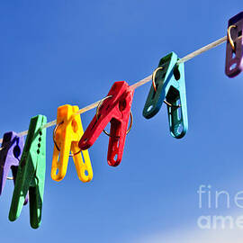 Colorful clothes pins 3 by Elena Elisseeva