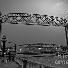 Duluth Lift Bridge Under Lightning by Duluth To Door County Photography