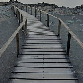 Footbridge on volcanic landscape by Sami Sarkis Photography