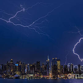 High Voltage in the  New York City Skyline by Susan Candelario