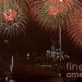 Hudson River Fireworks XII by Clarence Holmes