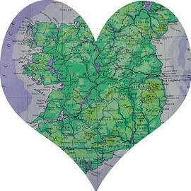 I Love Ireland Heart Map by Georgia Clare