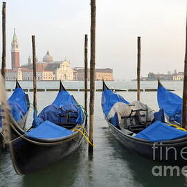 San Giorgio Maggiore church and gondolas by Sami Sarkis Photography