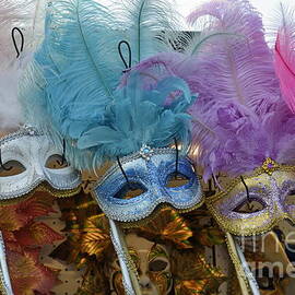 Traditional Venetian masks with feathers by Sami Sarkis Photography