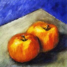 Two Apples with Blue by Michelle Calkins