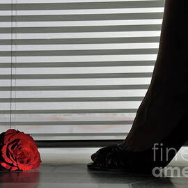 Woman's feet in high heeled shoes by blinds by Sami Sarkis Photography