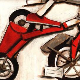 Old Red Abstract Childhood Tricycle Art Print by Tommervik