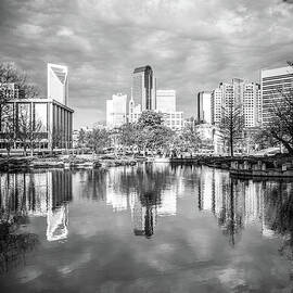 Charlotte Skyline Reflection on Marshall Park Pond by Paul Velgos