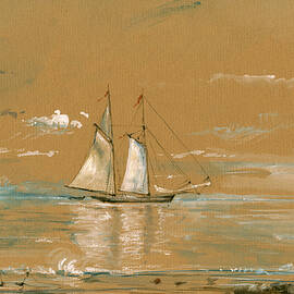 sail ship watercolor by Juan  Bosco