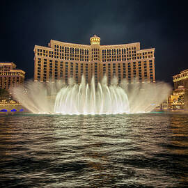 The Fountains of Bellagio at night in Las Vegas by Miroslav Liska