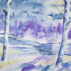Watercolor - Snowy Winter Evening by Cascade Colors