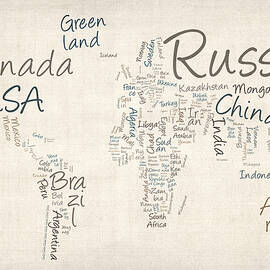Writing Text Map of the World Map by Michael Tompsett