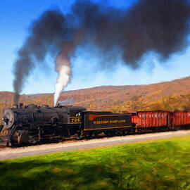 Western Maryland Steam train powers along railway by Steven Heap